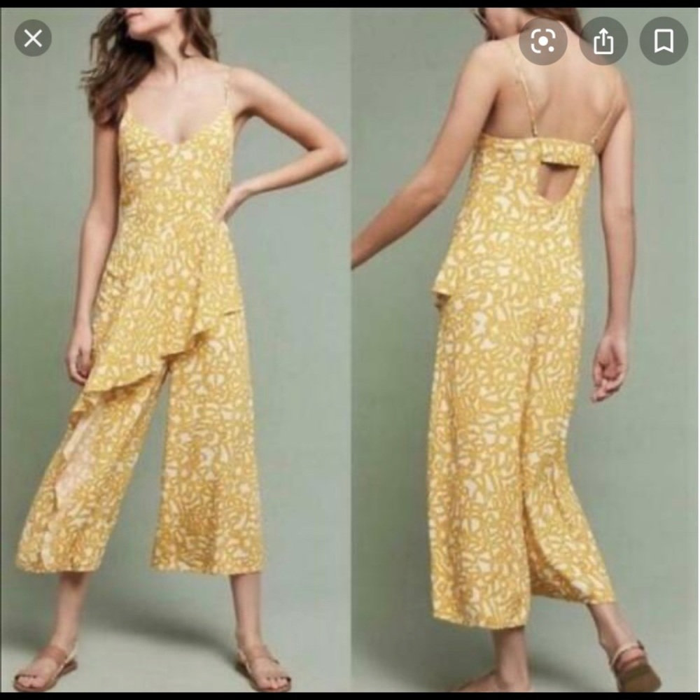 Anthro Maeve Brittany Yellow Goldenrod Jumpsuit